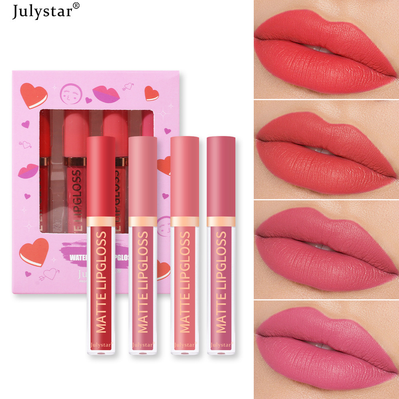 carina Velvet lipstick with matte finish, natural and long-lasting, fading, non stick to cup lip glaze set box_voghion.com
