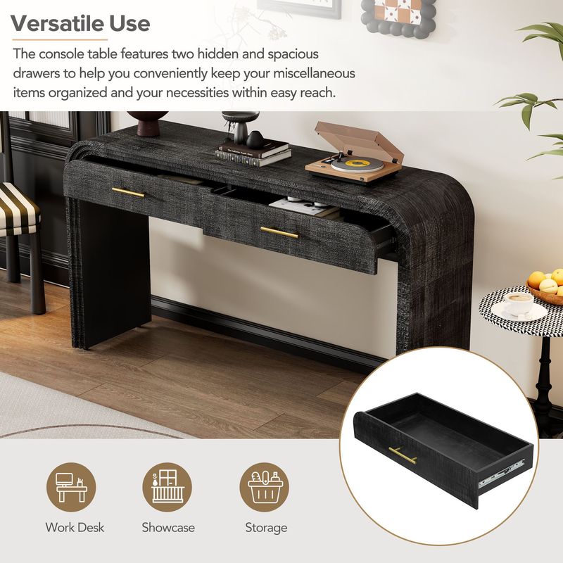 Unique Retro Silhouette Console Table With Open Style,Two Top Drawers For Entrance,Dinning Room,Living Room_voghion.com