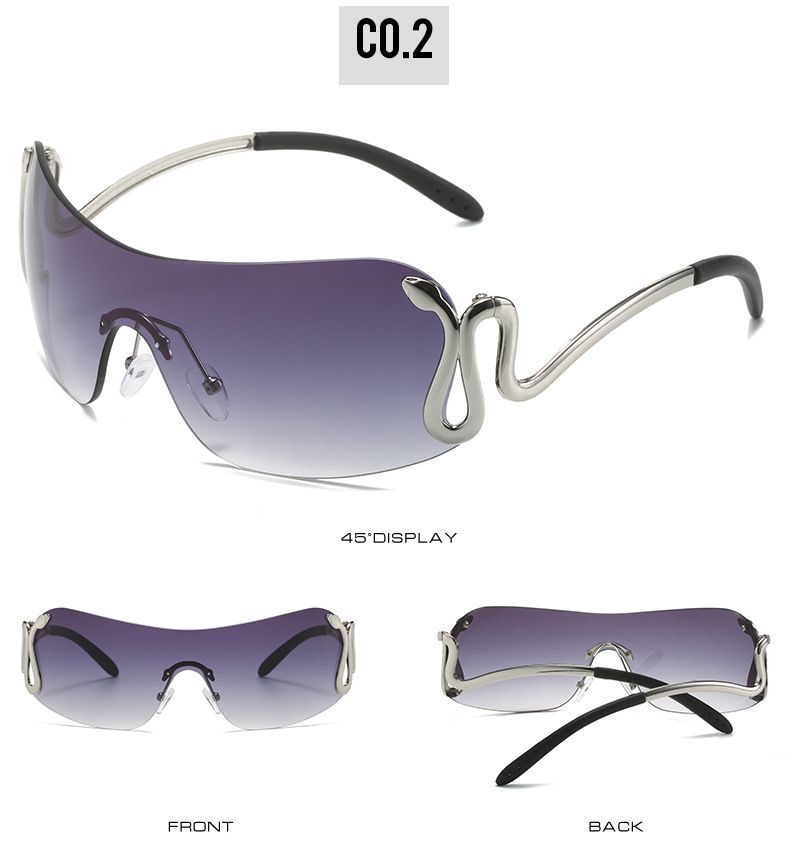 Uemi Nieuwe Mode Randloze Zonnebrillen Voor Vrouwen Mannen Slang Decoratie Metalen Frame Zonnebrillen Tinten UV400 Brillen_voghion.com