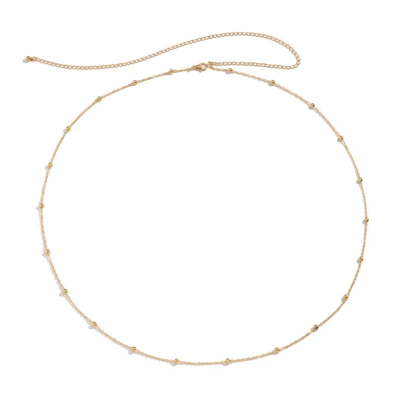 Minimalist Fashion Metal Thin Waist For Women Summer Beach Sexy Geometric Round Bead Single Layer Body Chain_voghion.com