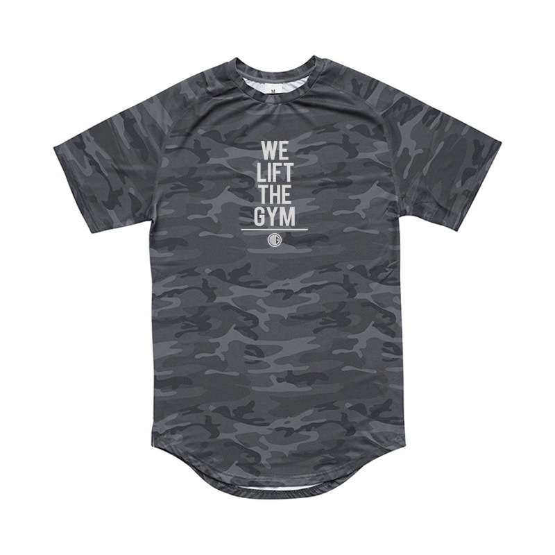 T-shirt estiva da uomo aderente color mimetico aderente ad asciugatura rapida T-shirt fitness muscolare girocollo manica corta_voghion.com