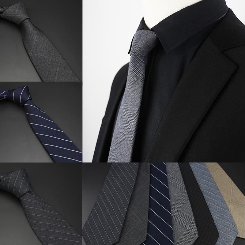 Cravatta da uomo formale, professionale, da 7,5 cm, a quadri grigi, a righe blu, basic, versatile, casual per studenti_voghion.com