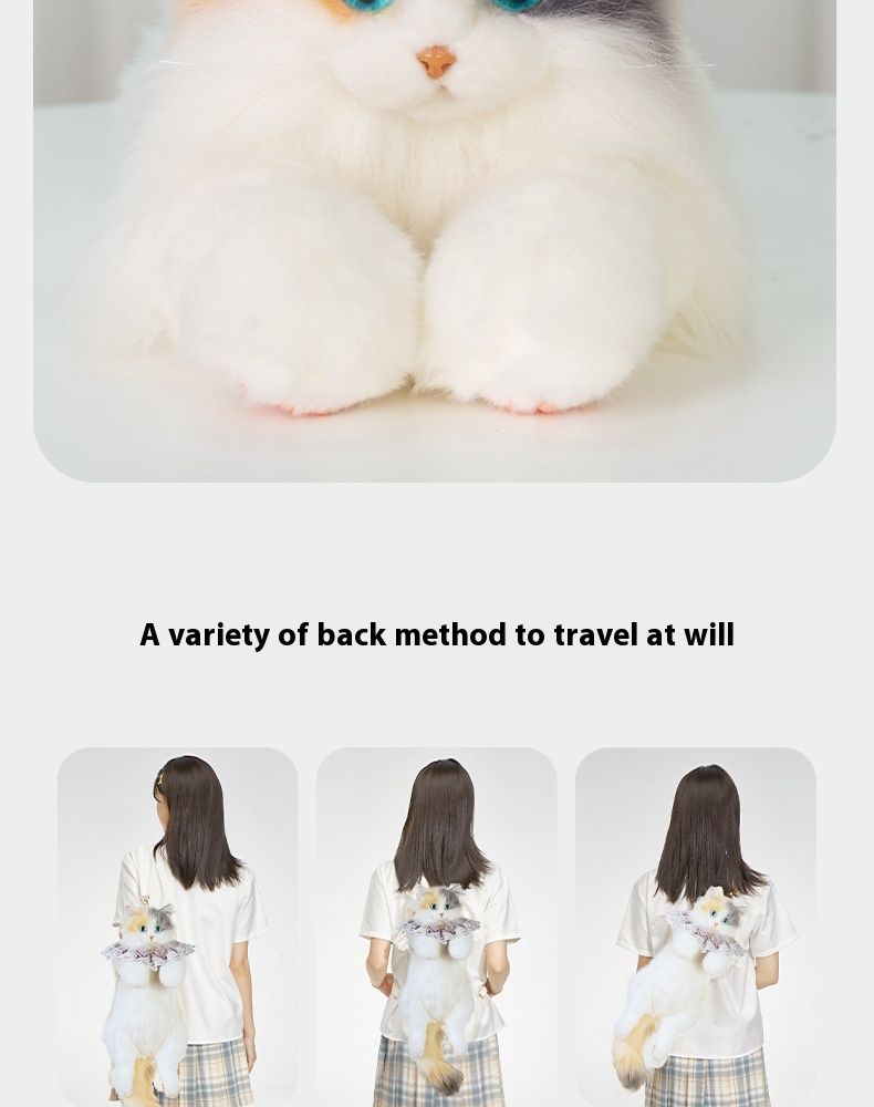 2024 Nova Simulação Três Flores Gato Mochila Pelúcia Boneca Bonito Brinquedo Presente de Aniversário_voghion.com