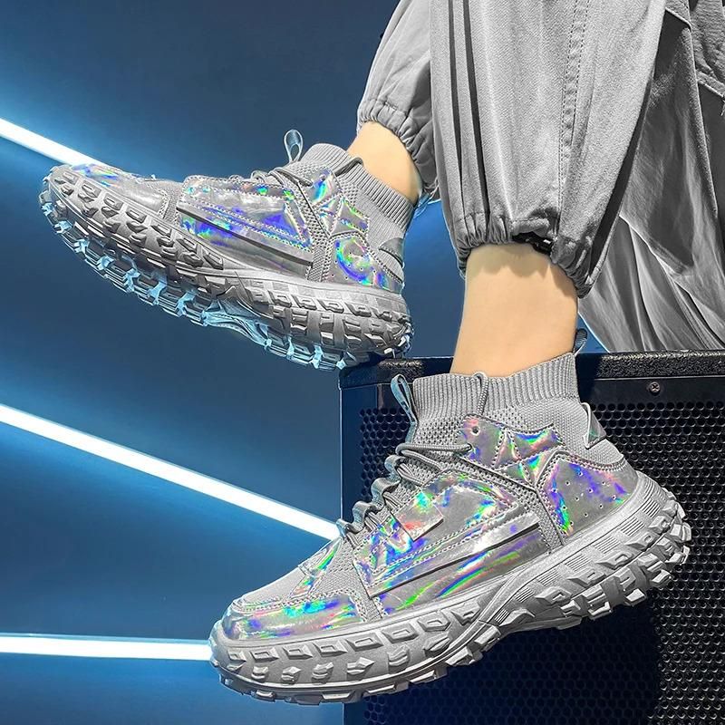 Custom Men High Top Sock Design Fashion Casual Sneakers Tire Sole Blank Mesh Breathable Sports Running Shoes For Man_voghion.com