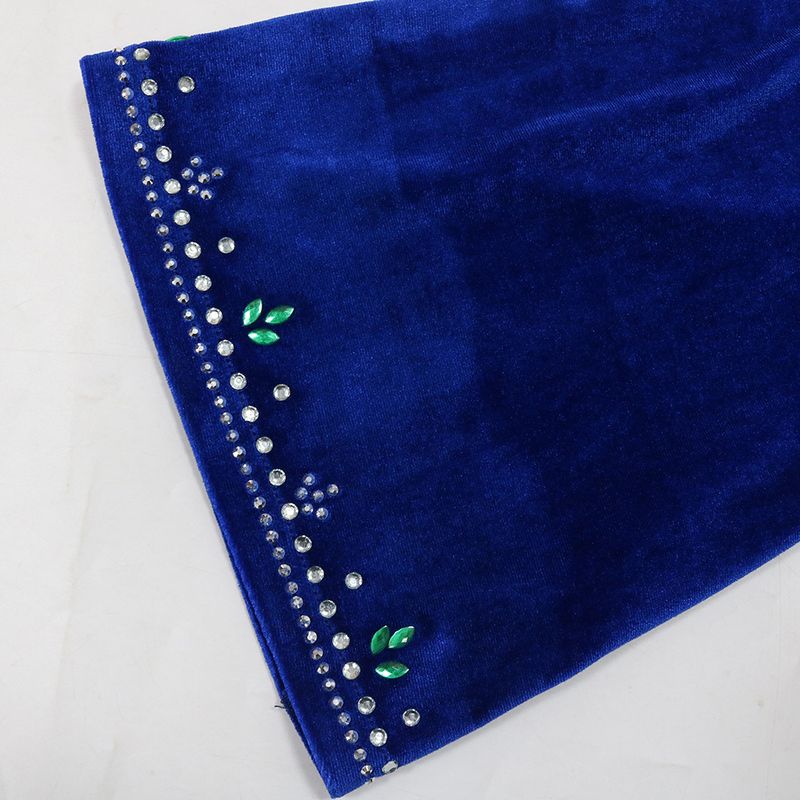 Women's Clothing Abaya Robe Velvet Zipper Green Water Drop Diamond Dress_voghion.com