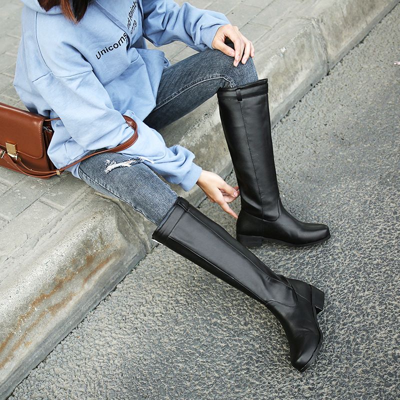 【Pre-sale | Ships In 15 Days】Women's Shoes Autumn/winter Style, Fashionable Riding Boots, Versatile Round Flat Mid Calf Boots_voghion.com