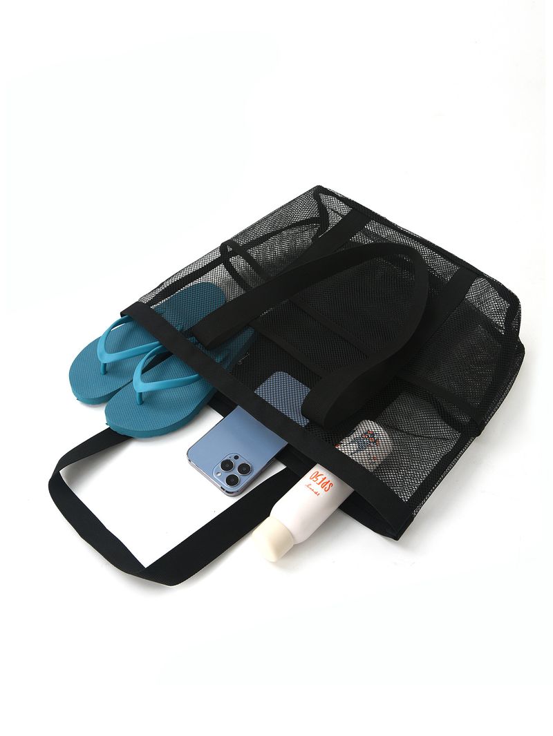 Strandtasche, große Kapazität, Schwimmtasche aus Netzmaterial, multifunktional, für Reisen, Hand-Strandtasche mit einer Schulter, Aufbewahrungstasche für Badeanzüge_voghion.com