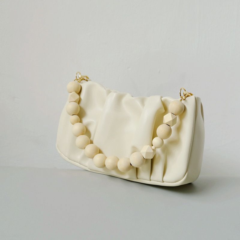 Fashion Vintage Handmade Natural Wood Color Bag Handheld Round Octagonal Wooden Bead Chain_voghion.com