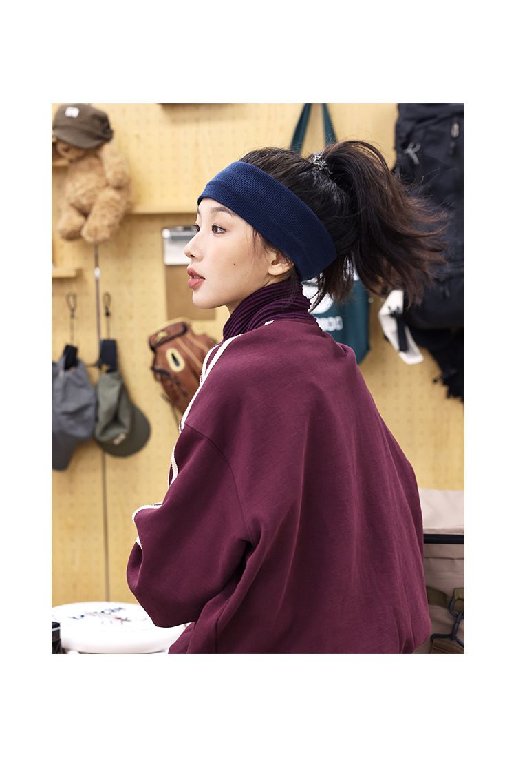 Fascia per capelli europea e americana lavorata a maglia, a tesa larga, elastica, assorbente per il sudore, semplice fascia per capelli tinta unita per le donne_voghion.com