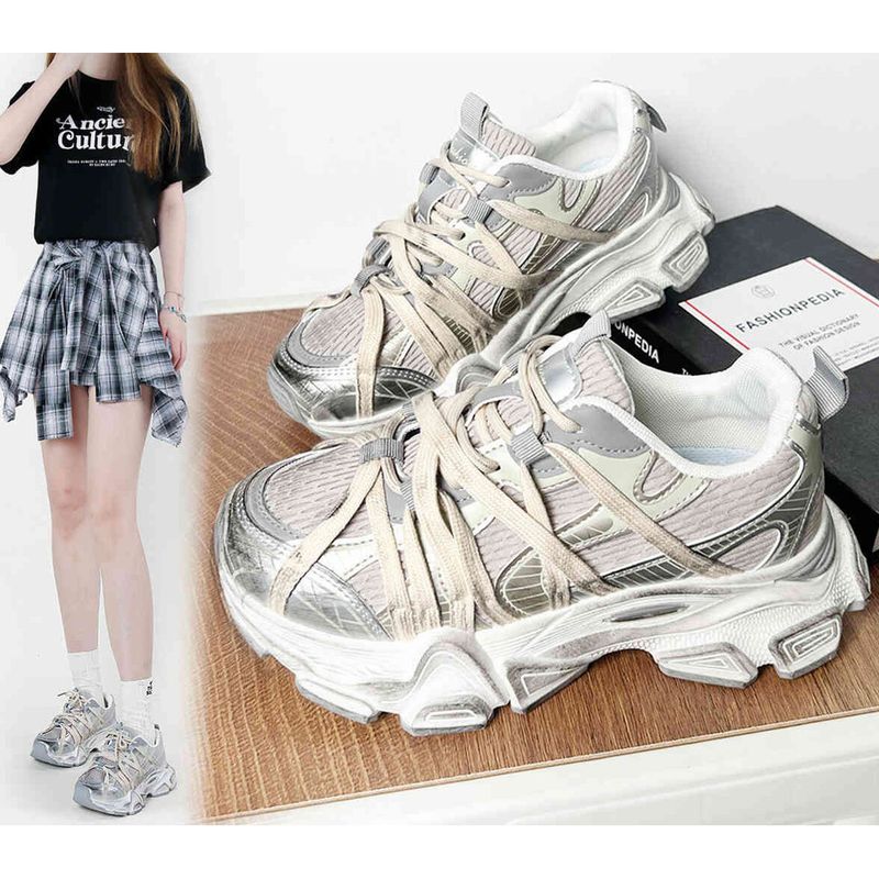 Platform Increase Women 2025 Spring And Summer New Mesh Fashion Sneakers_voghion.com
