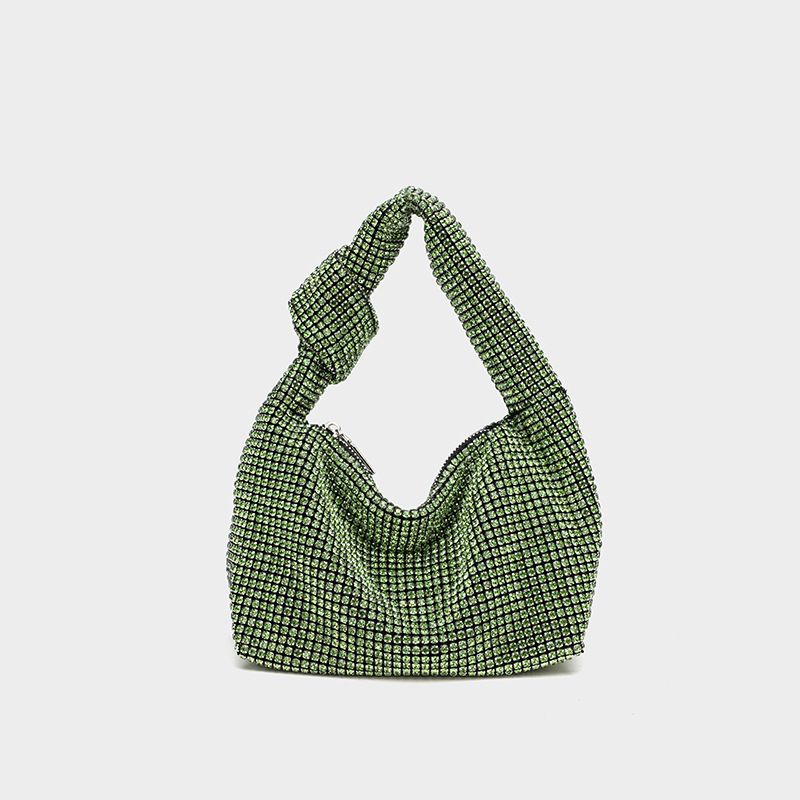 Full For Women New Style Inlaid Diamond Bucket A-grade Rhinestone Chain Handheld Single Shoulder Twist Knot Bag_voghion.com