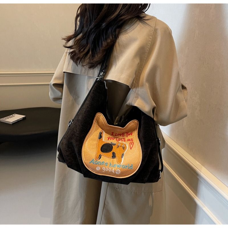 Neuer Damenrucksack mit Katzendruck, mehrere Farben, große Kapazität, Umhängetasche für den Pendelverkehr im Herbst_voghion.com