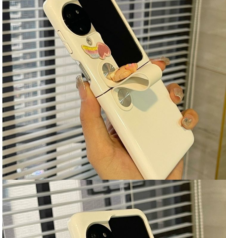 Suitable For Oppo Find N3 Painted White Rainbow Bear Wrist Strap Handheld Phone Case N2 Flip Protective Cover_voghion.com