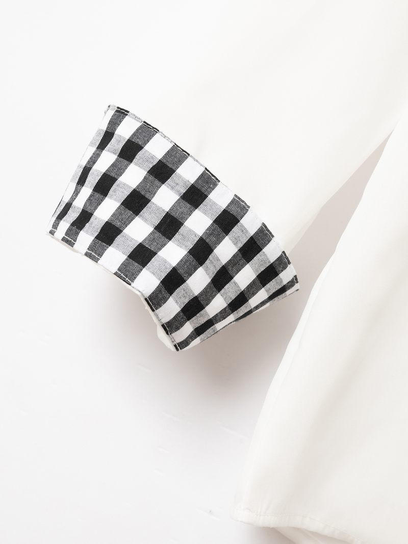 Nya kläder vår och höst herrmode rutigt färgblock Business Slim Fit Casual långärmad skjorta_voghion.com