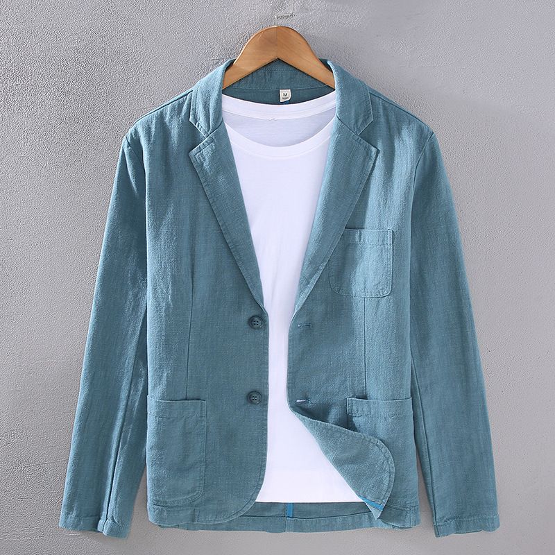 Casual Ramie Small Suit For Men, Versatile For Youth, Loose Fit For Business, Cotton And Linen Suit Jacket_voghion.com