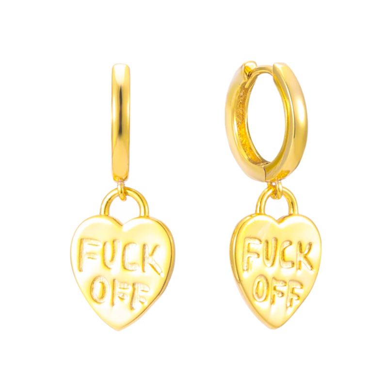 INS Hip-Hop FUCK OFF Kupfer vergoldete Ohrringe mit eingraviertem Buchstaben im Ohrstecker-Stil_voghion.com