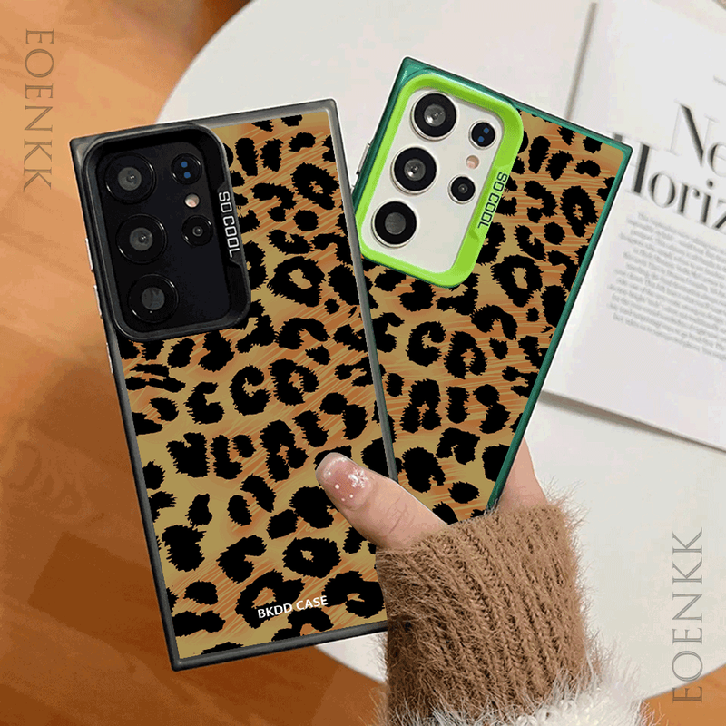 Leopardendruck Laser Hart Telefonshülle Fir Samsung Galaxy S25/S24/S23/S22/S21Ultra/Plus/FE/A25/A34/A54 Waasserdicht Stylescht Design_voghion.com