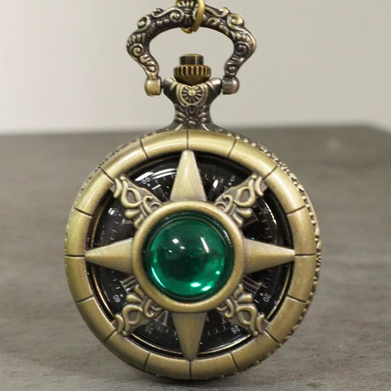 New Bronze Quartz Large Hollow Inlaid Half-Circle Hao Stone Starry Sky Dial Ancient Pocket Watch_voghion.com