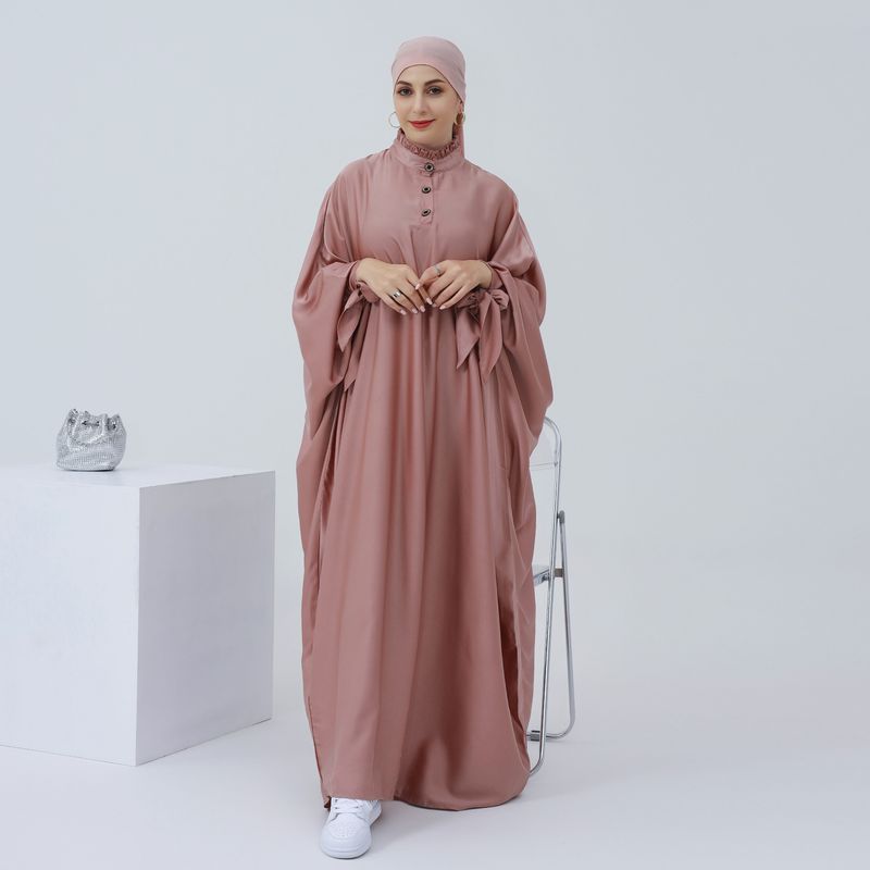 Damenbekleidung Langes Swing-Kleid in Volltonfarbe_voghion.com