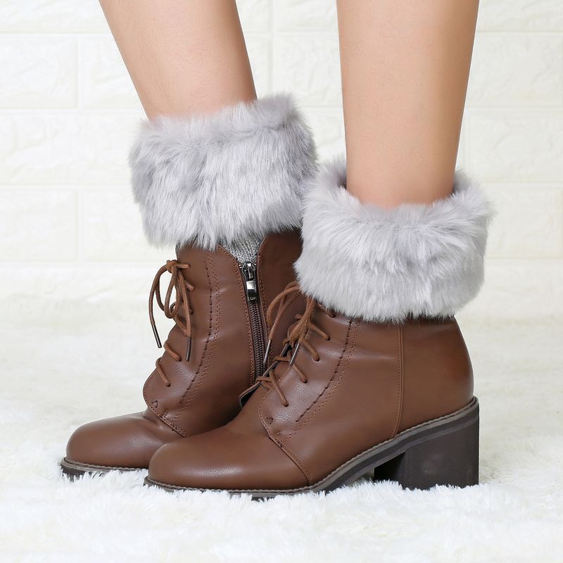 Neue Herbst-Winter-Kurzstil-Flip-Over-Plüsch-warme Socken und Stiefelüberzüge für Damen-Beinschützer aus gestrickter Wolle_voghion.com