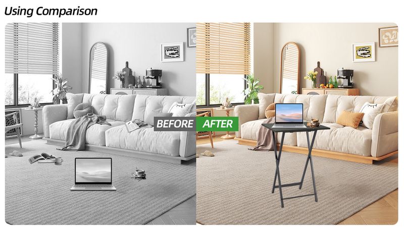 5 Piece Folding TV Tray Table Set,Foldable Sofa Side Table,End Table,Snack Table,Save Space,Grey
_voghion.com