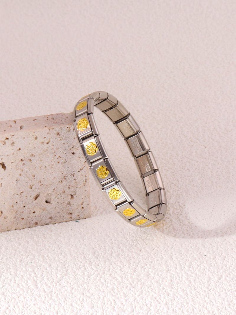 Modulo italiano Accessori fai da te Bracciale in acciaio inossidabile con motivo placcato oro_voghion.com