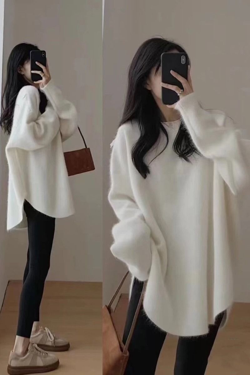 Pull oversize en maille torsadée épaisse pour femme, coupe ample et longue, tunique d'hiver douillette avec texture 3D_voghion.com