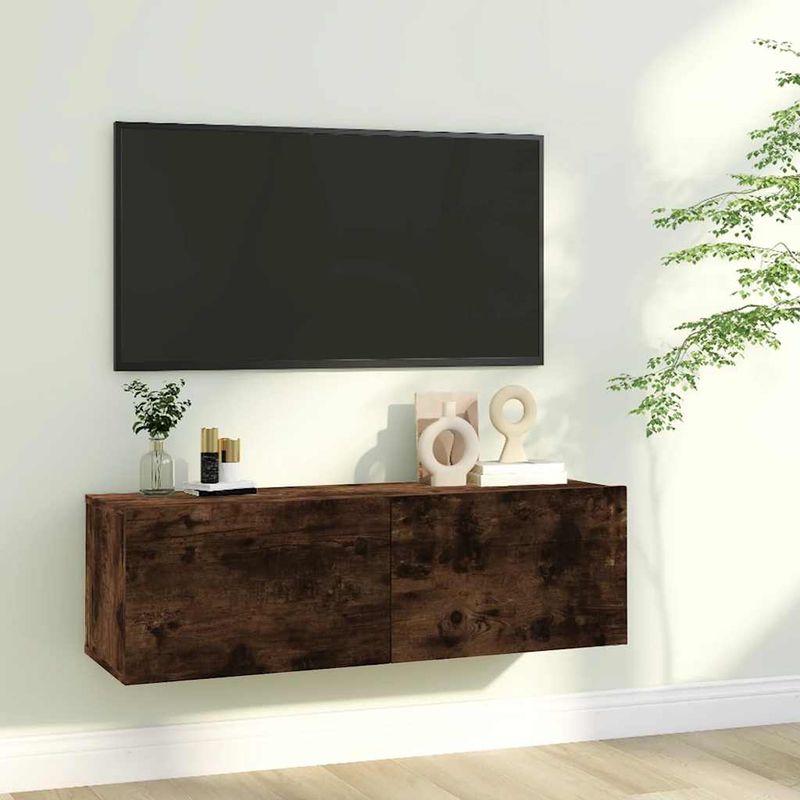 TV-Wandschrank Räuchereiche 100x30x30 cm Holzwerkstoff_voghion.com