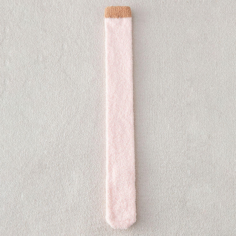 Calzini lunghi sopra il ginocchio da donna, stile college, autunno e inverno, JK Extended, in pile di corallo spesso, da donna_voghion.com