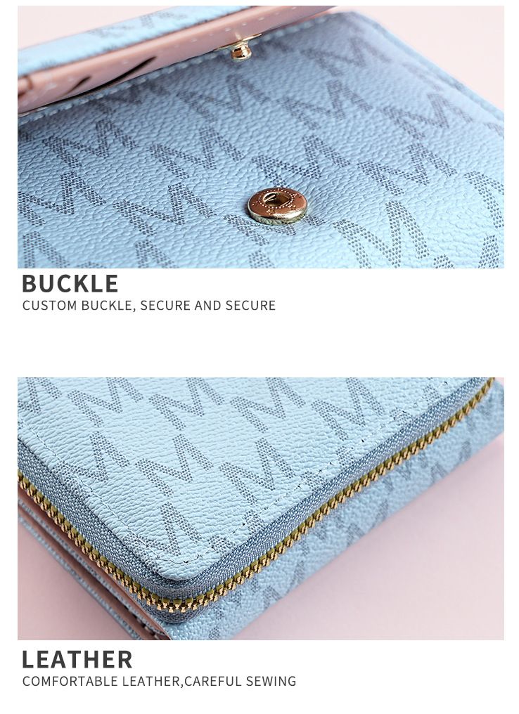 Wallet Women's Short Female Wallet Cross Border New Tri Fold Zipper Coin Purse Simple Fashion Old Pattern Card Bag_voghion.com