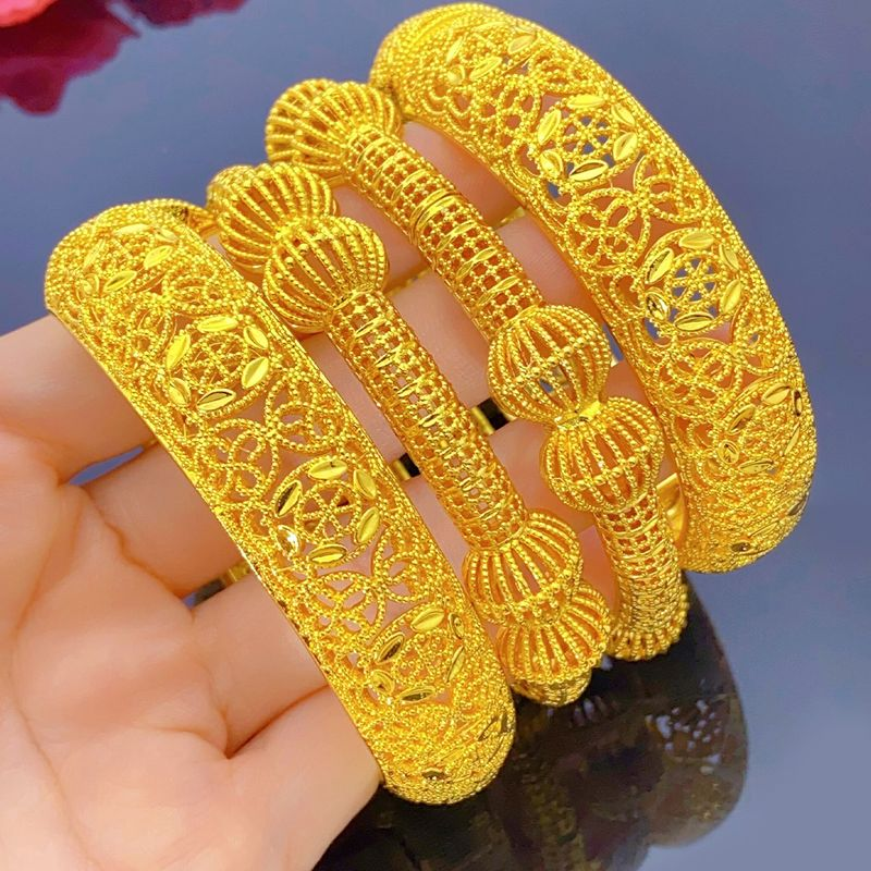 Vieam Sand Ancient Method Hollow Wedding Dubai Middle East Gold Plated Buckle Bracelet Cross-border Jewelry Wholesale_voghion.com