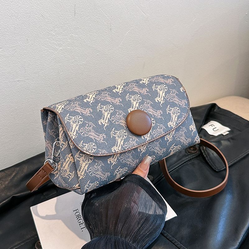 Uniek ontwerp dames enkele schouder crossbody carriage patroon print magnetische gesp klein vierkant modieus high-end_voghion.com