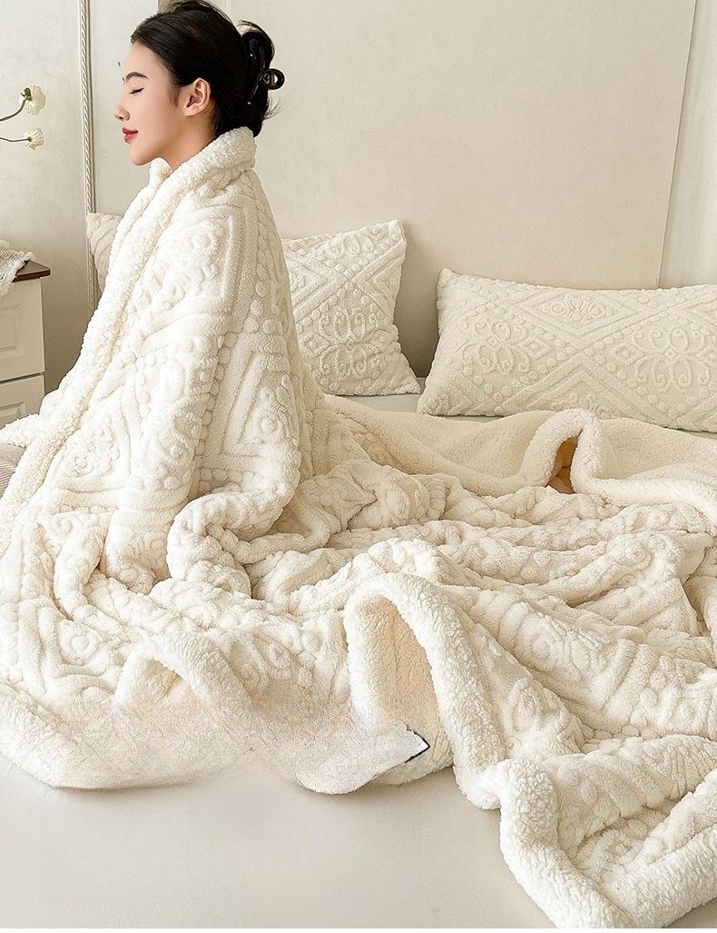 5D Carved Plush Blanket Thickened Winter Blanket Nap Blanket Office Sofa Blanket Bed Blanket_voghion.com
