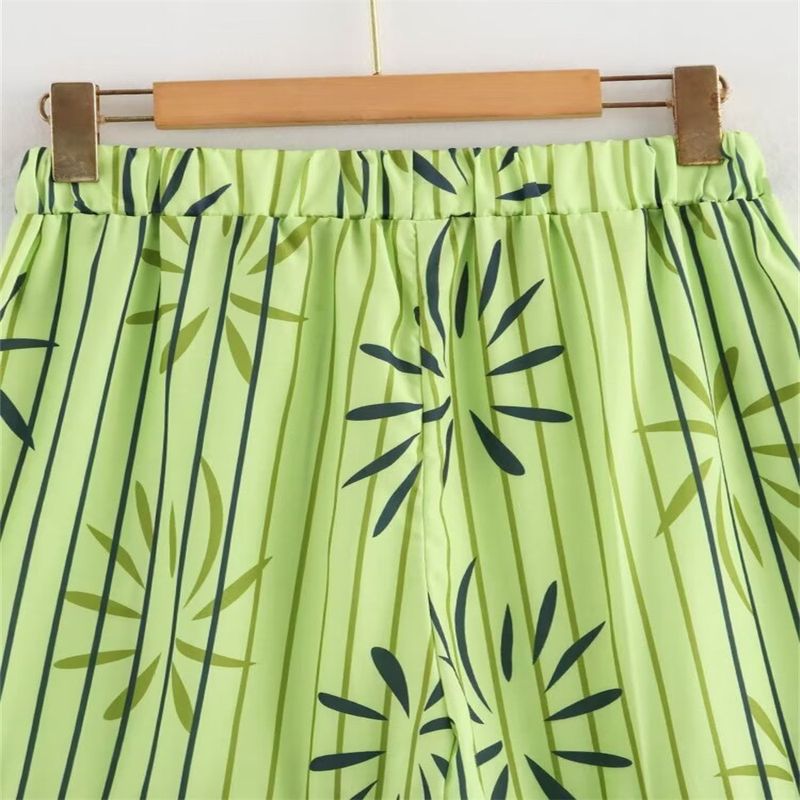 Women's Clothing Fashion Printed Round Neck Sleeveless Lace Up Vest Top Casual Street Style Trousers Suit_voghion.com