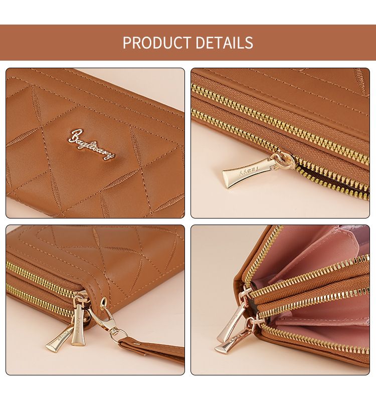 Women's Long Wallet Rhombus Clutch Multifunctional Mobile Phone Change Bag Wallet_voghion.com