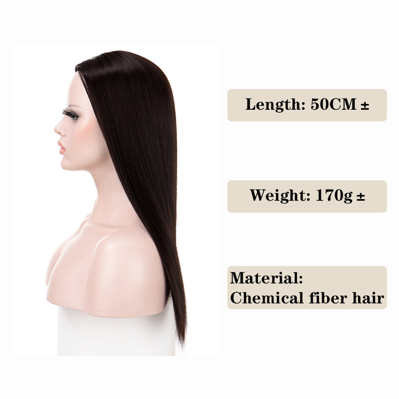 Synthetische Perücke für Damen, lang, ohne Pony in der Mitte, Maschine zur Nahtreparatur, Hochtemperatur-Seide_voghion.com