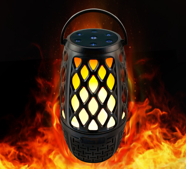 New Wireless Portable Handheld Outdoor Home LED Simulated Flame Light Bluetooth Speaker_voghion.com
