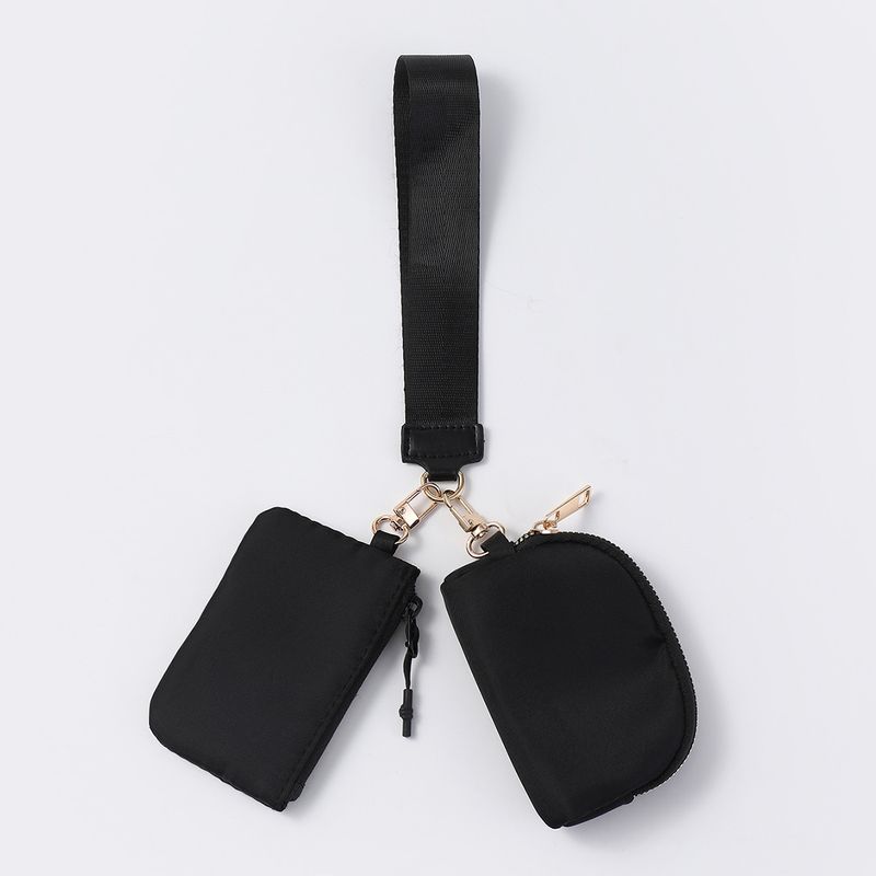 LULU Style Wrist Portable Mini Fashion Color Block Coin Purse Nylon Waterproof Storage Key Bag_voghion.com