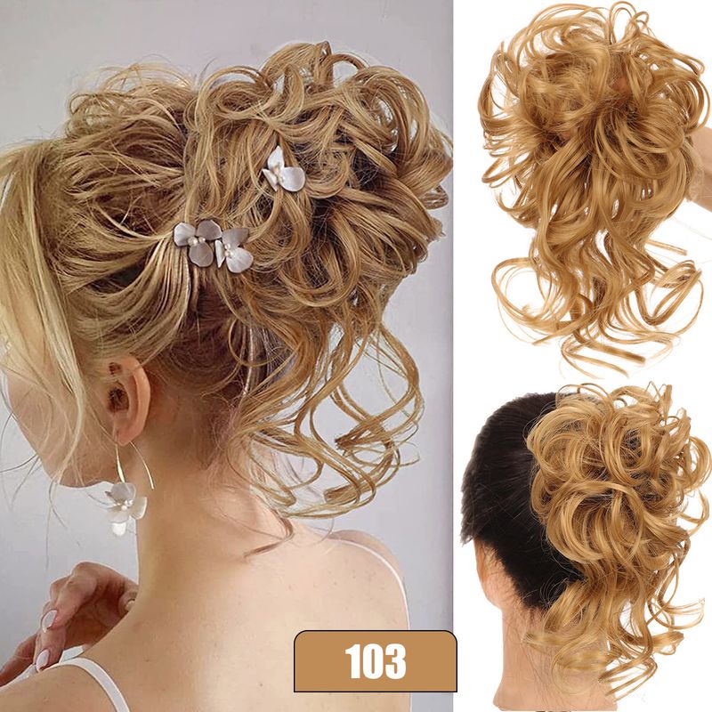 Extension per capelli Parrucca Anello per capelli Testa a sfera Alta temperatura Seta Soffice e disordinato Barba lunga Chignon a sfera 25 cm_voghion.com