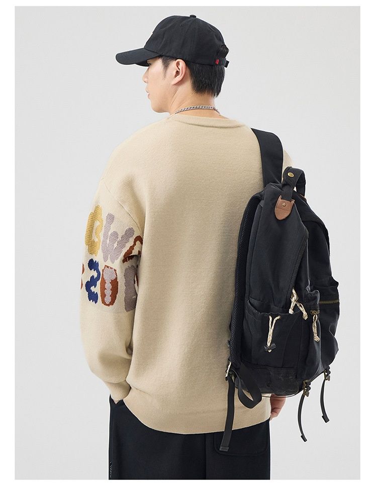 Hue Hue 2024 New Heavyweight Crew Neck Sweater For Men, Autumn And Winter Trendy Youth Lazy Style Loose Base Knitwear_voghion.com