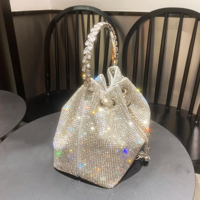 purses and handbags bags for women luxury Designer bucket clutch purse evening banquet bag Crystal rhinestone shoulder bag_voghion.com