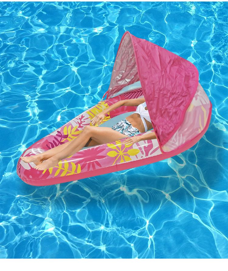 Leaf Canopy Inflatable Lounge Chair - Thickened PVC With Breathable Mesh & Ergonomic Backrest (Waterproof Floating Seat UV Protection)_voghion.com