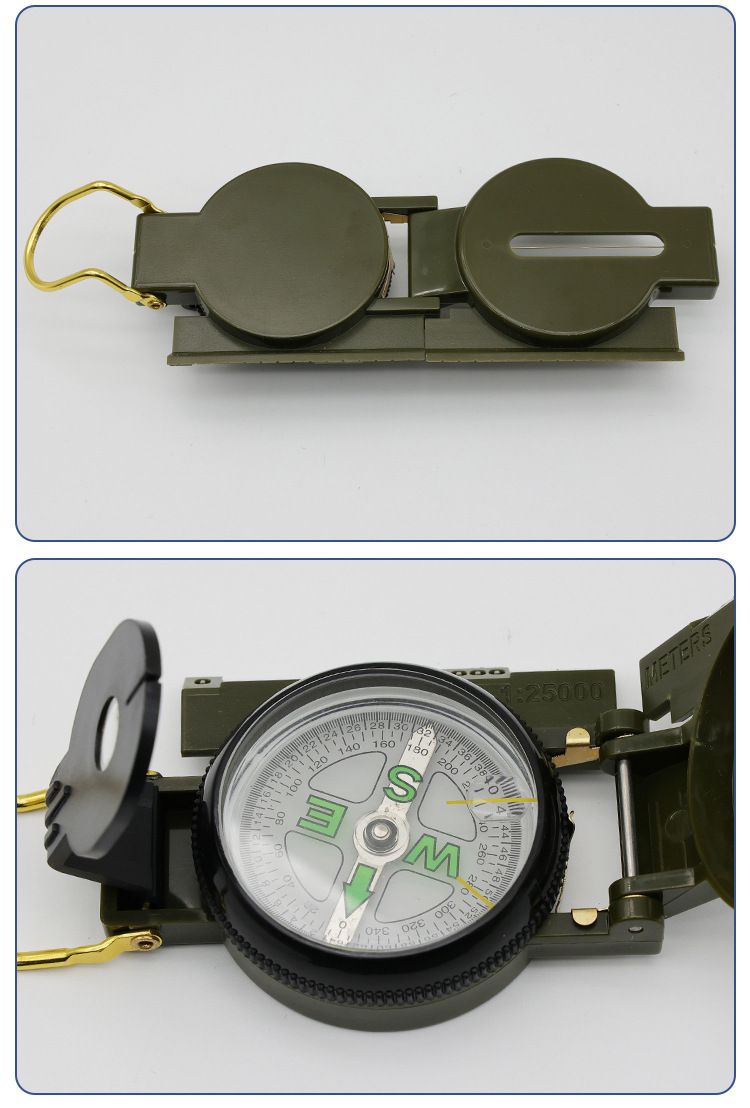 Plastikowy wojskowy zielony pokrowiec z klapką, przenośny kompas kempingowy i wspinaczkowy_voghion.com