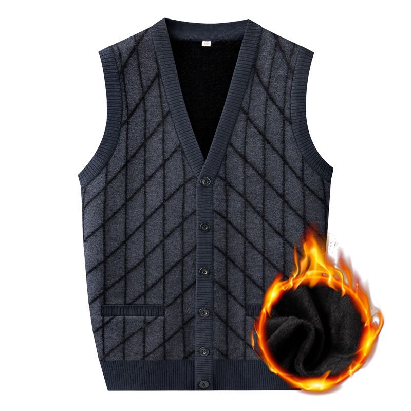 Papas Strickjacke für Männer mittleren Alters und ältere Menschen, ärmellos mit V-Ausschnitt für Männer ab 60 Jahren, Unterhemd_voghion.com