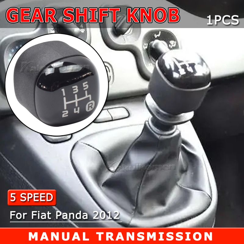 Upgrade Your Fiat For Panda's Interior with this Sleek Black 5 Speed Gear Knob Stick Button 2012 and newer_voghion.com