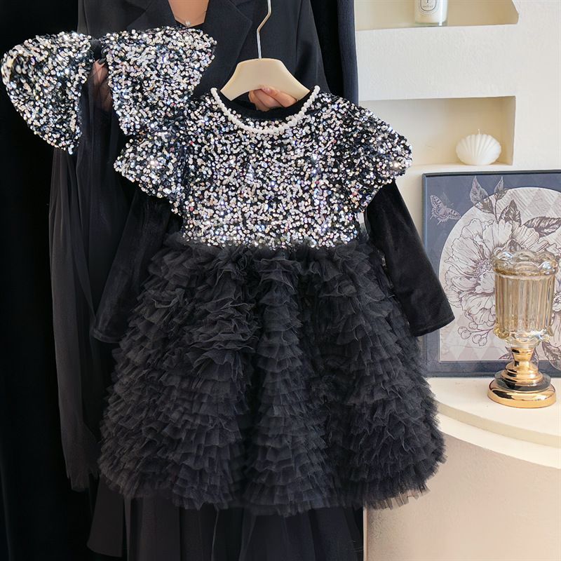 Abbigliamento per bambini Capodanno Natale Autunno e inverno Ragazze Gonna rossa con paillettes Abito di alta qualità Fiocco Fiore Ragazza Temperamento Tutu Gonna a ruota_voghion.com