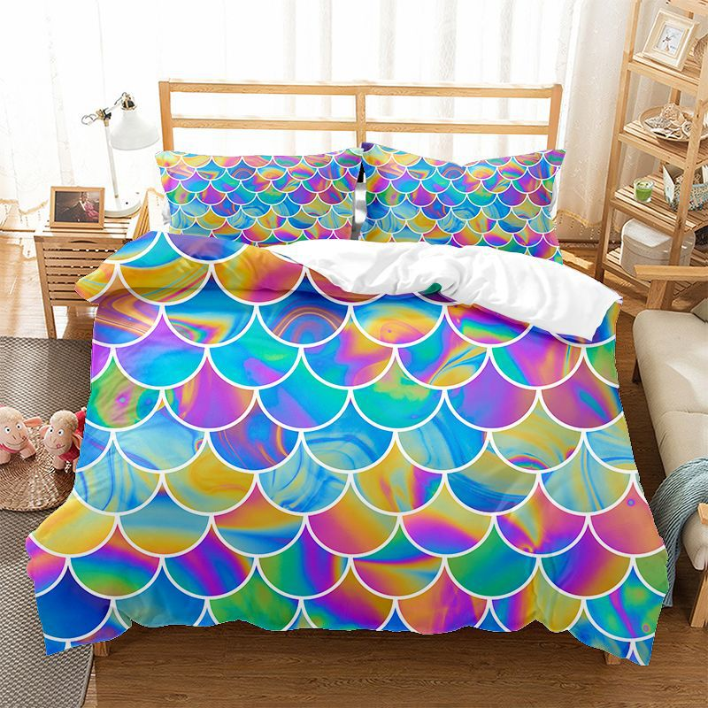 Copripiumino alla moda serie tre squame di pesce lucido quattro set da due pezzi personalizzabile_voghion.com