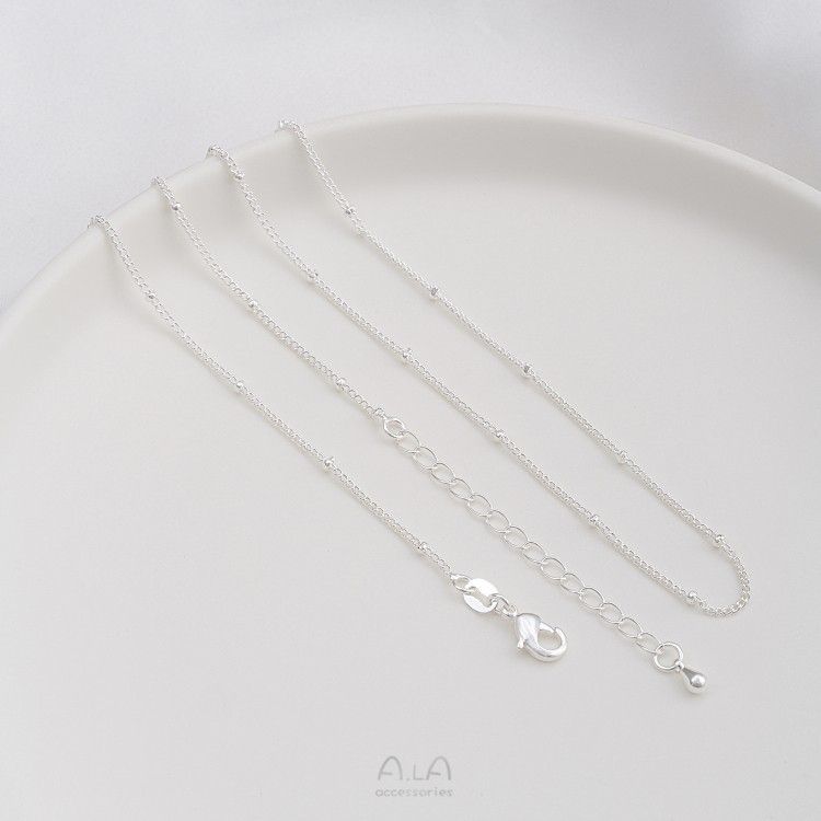 Color preserving JF14K steel stamped real gold finished necklace flat O spacer bead chain water drop extension chain 45 cm clavicle necklace_voghion.com