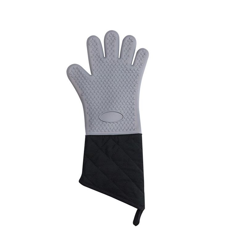 Ein Paar mikrowellengeeignete Fünffingerhandschuhe, Backhandschuhe mit Verbrennungsschutz, verlängerte Handschuhe, einfache, verdickte, hitzebeständige Silikon-Ofenhandschuhe_voghion.com
