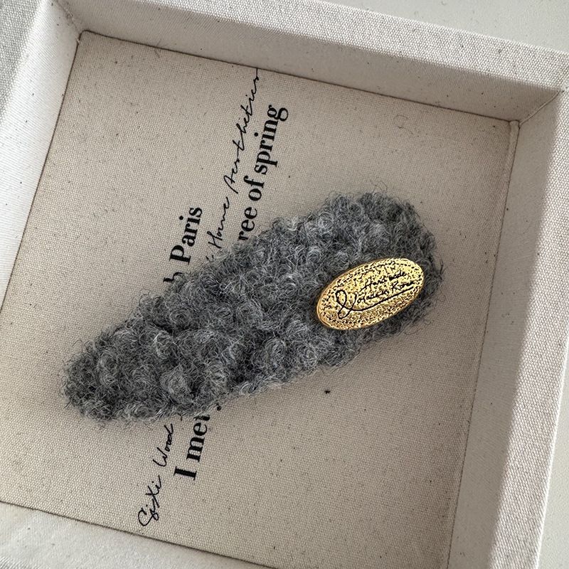Korean Style Autumn And Winter Wool Gold Standard Oval Rectangular Hairpin Sweet All-match Bangs Side Clip New Hair_voghion.com